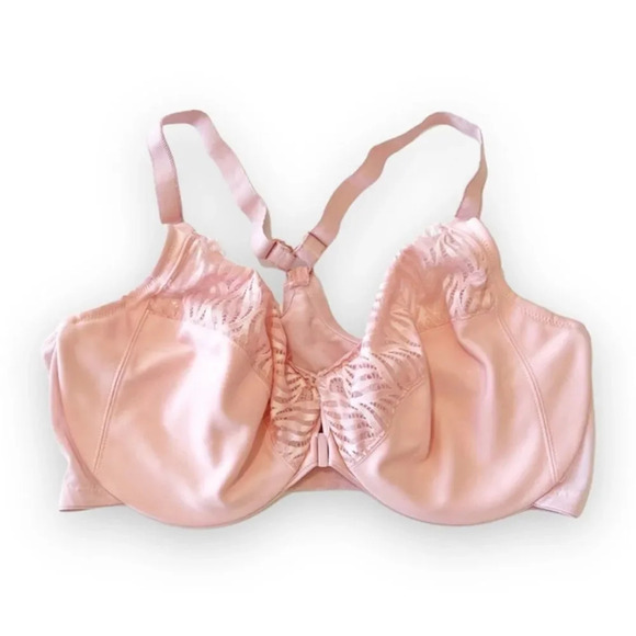 Glamorise Pale Pink Front Clasp Underwire Bra Women’s Size 40F Racerback Curvy - Picture 1 of 9